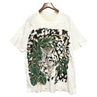 【~90's】【ビンテージ】シングルステッチ【トラ】虎【猫】葉っぱ プリント【Ｔシャツ】【サイズXL程度】 