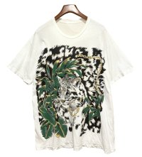 【~90's】【ビンテージ】シングルステッチ【トラ】虎【猫】葉っぱ プリント【Ｔシャツ】【サイズXL程度】 