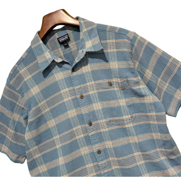 画像3: 【パタゴニア】【patagonia】【青ｘオレンジ】チェック【オーガニックコットン】【半袖シャツ】【サイズＬ】 