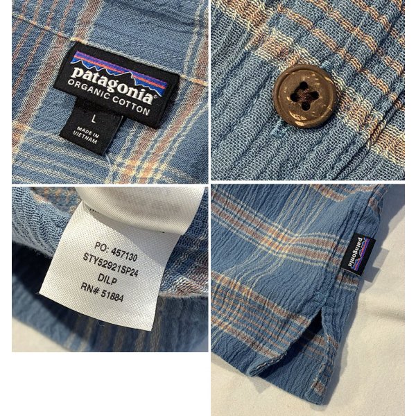 画像2: 【パタゴニア】【patagonia】【青ｘオレンジ】チェック【オーガニックコットン】【半袖シャツ】【サイズＬ】 