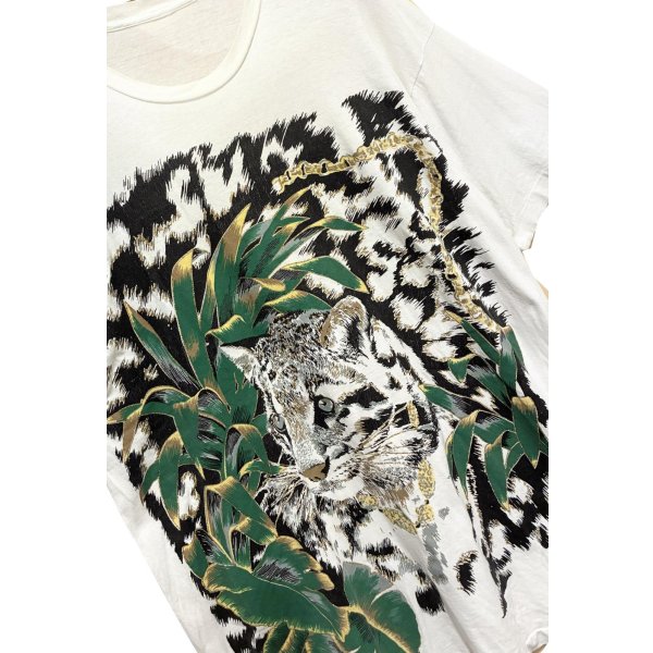 画像3: 【~90's】【ビンテージ】シングルステッチ【トラ】虎【猫】葉っぱ プリント【Ｔシャツ】【サイズXL程度】 