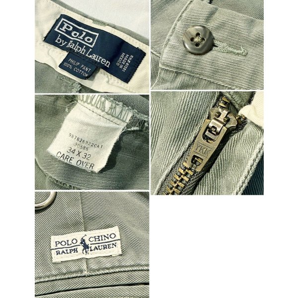 画像2: 90's【ラルフローレン】POLO RALPH LAUREN【カーキ】【philip pant】フィリップパンツ【コットンパンツ】【34×32】 