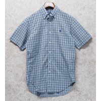 POLO ralph lauren【ラルフローレン】ビンテージ【CASSIC FIT】【クラシックフィット】【水色ｘ紺ｘ緑】チェック【半袖ＢＤシャツ】【サイズS】 