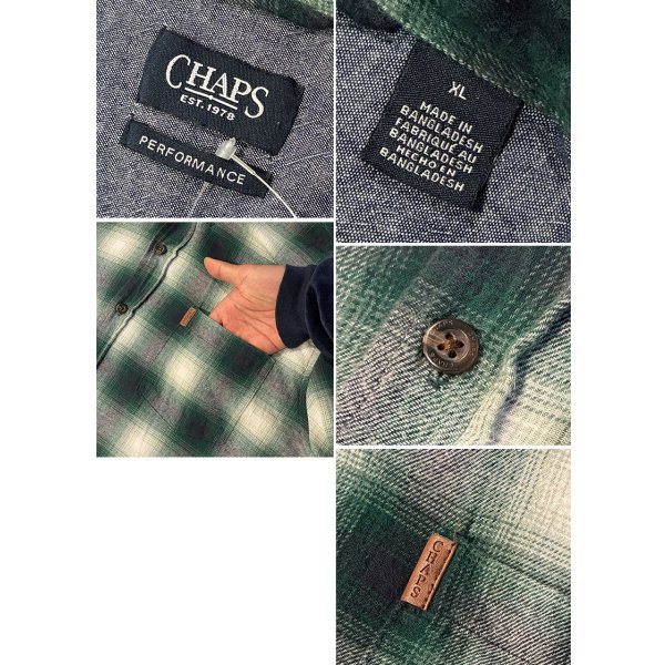 画像2: 【チャップス】CHAPS【ラルフローレン】 【POLO ralph lauren】PERFORMANCE【緑オンブレチェック】【ボタンダウンシャツ】 【サイズXL】  