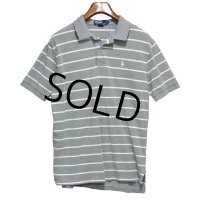 【ビンテージ】【ラルフローレン】POLO RALPH LAUREN 【グレー×白ライン】コットン【ポロシャツ】【サイズＬ】  