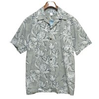 【ビンテージ】【CHEROKEE】チェロキー【緑×パイナップル】総柄【アロハシャツ】開襟シャツ【サイズM】 