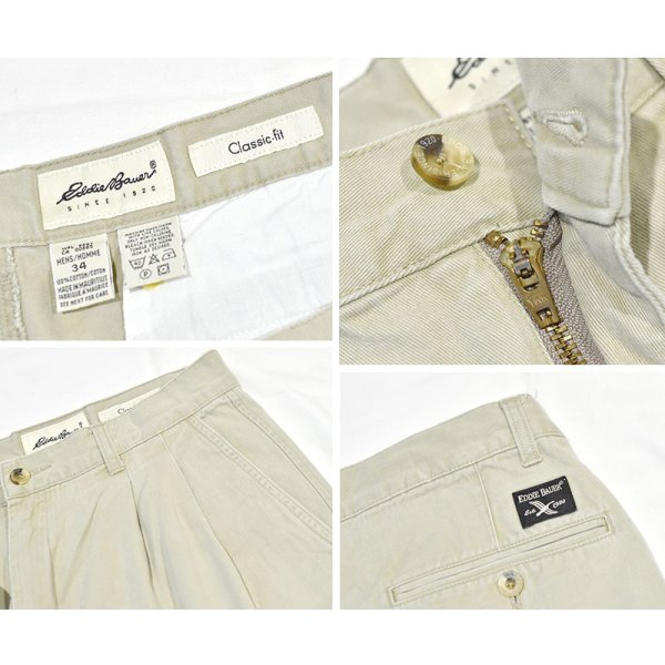 画像2: 90's【ビンテージ】【Eddie Bauer】エディーバウアー 【白タグ】【ベージュ】【２タック】【コットンショーツ】【短パン】【W34】 