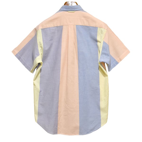 画像3: ビンテージ【TOMMY HILFIGER】トミーヒルフィガー【水色×ピンク×黄色】マルチカラー【ボタンダウンシャツ】半袖シャツ【サイズS】 