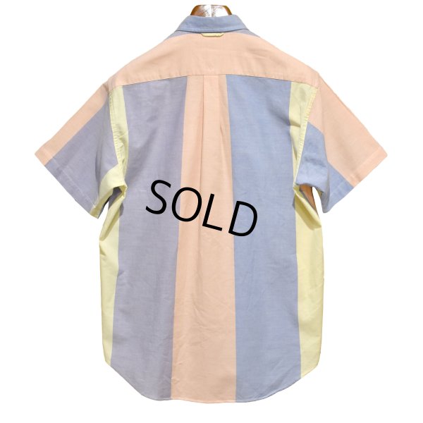 画像3: ビンテージ【TOMMY HILFIGER】トミーヒルフィガー【水色×ピンク×黄色】マルチカラー【ボタンダウンシャツ】半袖シャツ【サイズS】 