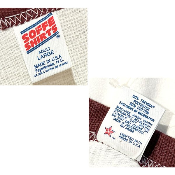 画像2: 【デッドストック】90's USA製 ビンテージ【SOFFE】ソフィー 【白xリブエンジ】【無地】【リンガーTシャツ】サイズL 