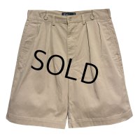 90's ビンテージ【POLO RALPH LAUREN】オールドラルフローレン【ベージュ】tyler short【２タック】ショートパンツ【短パン】【コットンショーツ】【W33】 
