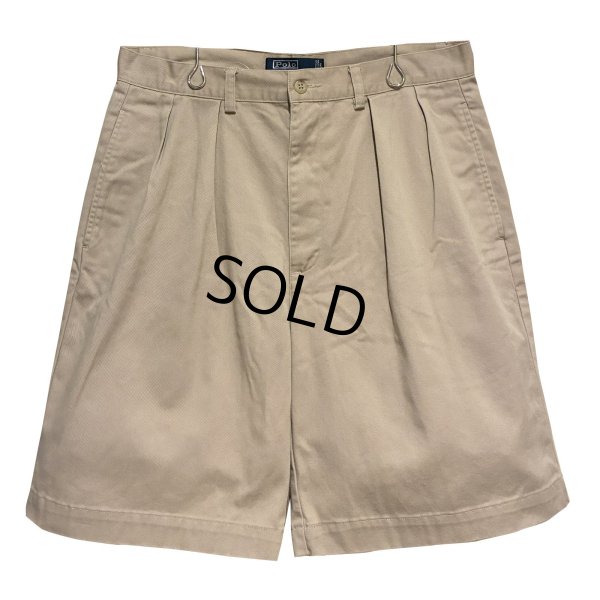 画像1: 90's ビンテージ【POLO RALPH LAUREN】オールドラルフローレン【ベージュ】tyler short【２タック】ショートパンツ【短パン】【コットンショーツ】【W33】 