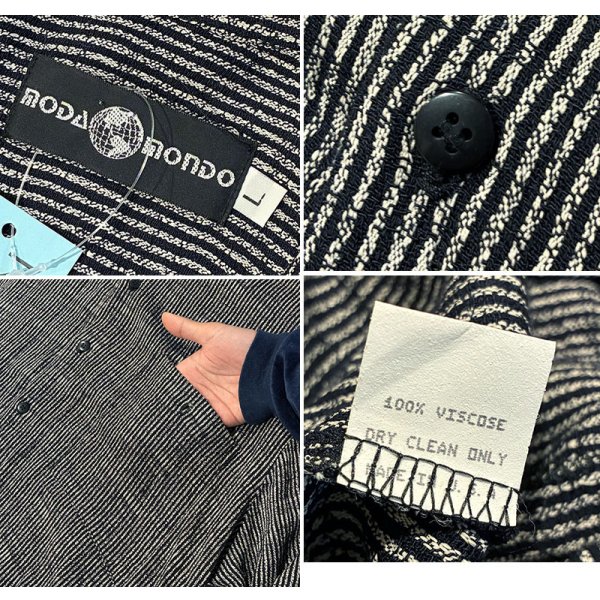 画像2: 【USA製】【Moda MONDO】【黒ｘ白】ストライプ【レーヨンシャツ】【サイズL】 