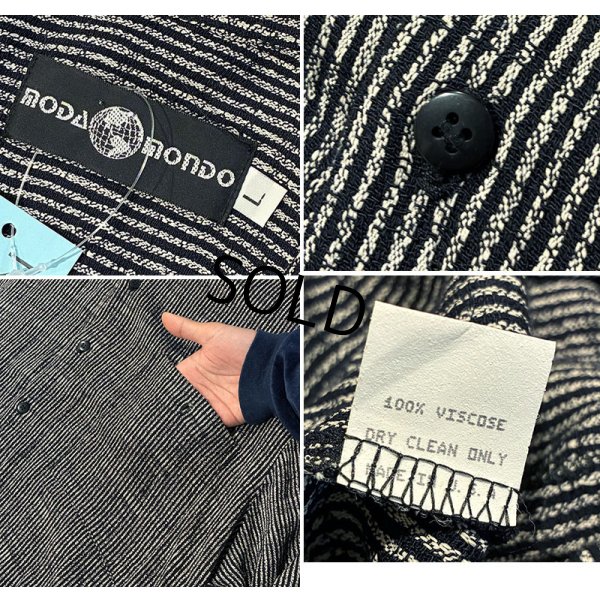 画像2: 【USA製】【Moda MONDO】【黒ｘ白】ストライプ【レーヨンシャツ】【サイズL】 
