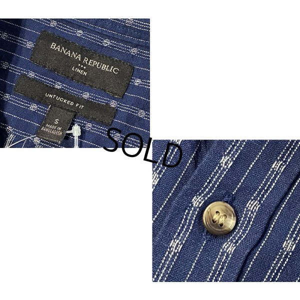 画像3: ビンテージ【BANANA REPUBLIC】バナナリパブリック【紺×白】ストライプ【リネンシャツ】【サイズS】 