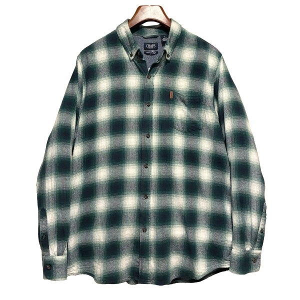 画像1: 【チャップス】CHAPS【ラルフローレン】 【POLO ralph lauren】PERFORMANCE【緑オンブレチェック】【ボタンダウンシャツ】 【サイズXL】  