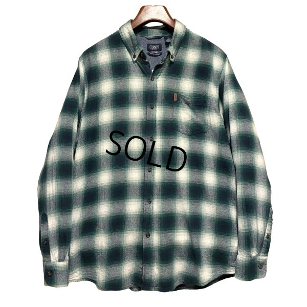 画像1: 【チャップス】CHAPS【ラルフローレン】 【POLO ralph lauren】PERFORMANCE【緑オンブレチェック】【ボタンダウンシャツ】 【サイズXL】  