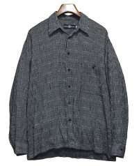 【USA製】【Moda MONDO】【黒ｘ白】ストライプ【レーヨンシャツ】【サイズL】 