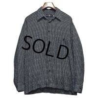 【USA製】【Moda MONDO】【黒ｘ白】ストライプ【レーヨンシャツ】【サイズL】 