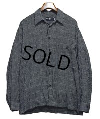 【USA製】【Moda MONDO】【黒ｘ白】ストライプ【レーヨンシャツ】【サイズL】 