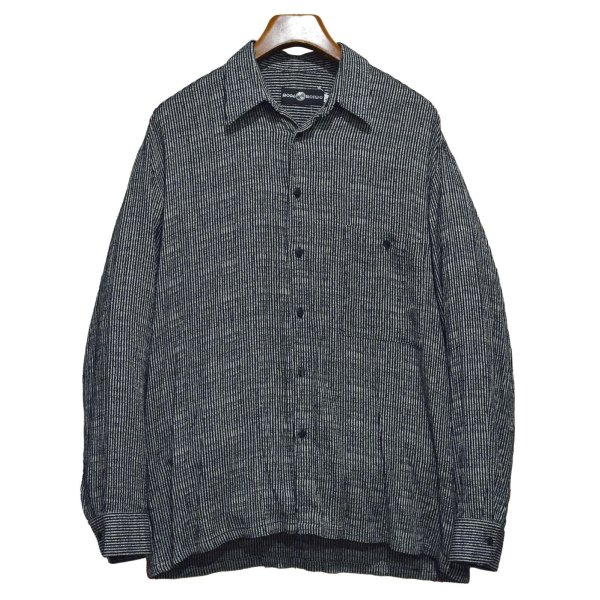 画像1: 【USA製】【Moda MONDO】【黒ｘ白】ストライプ【レーヨンシャツ】【サイズL】 