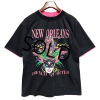 ほぼ未使用 USA製【DIPORT】【黒ｘピンク】NEW ORLEANS french quarter【二重袖】【Tシャツ】【サイズM】 