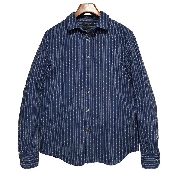 画像2: ビンテージ【BANANA REPUBLIC】バナナリパブリック【紺×白】ストライプ【リネンシャツ】【サイズS】 