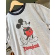 画像3:  【ビンテージ】ウォルトディズニー【ミッキーマウス】水色霜降り×紺 【リンガーTシャツ】 ディズニーランド【サイズＭ程度】<br> (3)