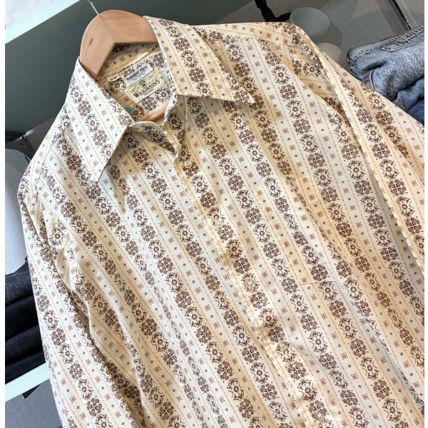 画像3:  ビンテージ【WILKINSONS】ベージュｘ総柄 シャツ  US16-34 