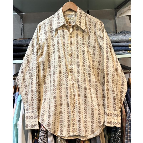 画像1:  ビンテージ【WILKINSONS】ベージュｘ総柄 シャツ  US16-34 
