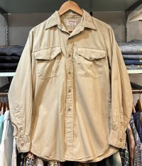 60’s【CREIGHT】【ビンテージ】ベージュ【マチ付き】【ワークシャツ】【サイズM程度】 