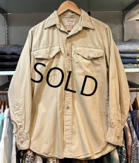 60’s【USA製】【CREIGHT】【ビンテージ】ベージュ【マチ付き】【ワークシャツ】【サイズM程度】 