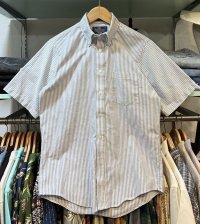 90's USA製【Select Edition】セレクトエディション【ビンテージ】【白×水色ストライプ】【半袖ボタンダウンシャツ】【US 15】  