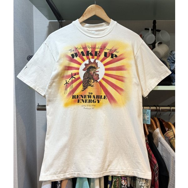 画像1: 【90's】【USA製】【ビンテージ】【Hanes】ヘインズ【WAKE UP】七面鳥【白】【Tシャツ】【サイズM】 