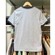 画像4:  【ビンテージ】ウォルトディズニー【ミッキーマウス】水色霜降り×紺 【リンガーTシャツ】 ディズニーランド【サイズＭ程度】<br> (4)