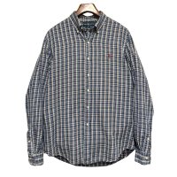 ビンテージ【ラルフローレン】POLO ralph lauren  【custom fit】紺ｘ青ｘ白ｘ赤 チェック ボタンダウン【コットンシャツ】【サイズＬ】 