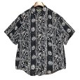 画像2: 90's~ ビンテージ【ROBERT STOCK】【紺】総柄 リネンｘコットン【半袖ボタンダウンシャツ】【サイズＭ】<br> (2)