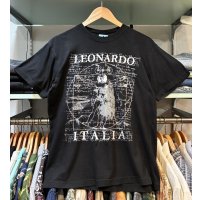 ビンテージ【zeus】ゼウス【レオナルドダヴィンチ】イタリア【黒】【Ｔシャツ】【サイズM】 