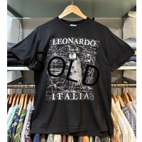 ビンテージ【zeus】ゼウス【レオナルドダヴィンチ】イタリア【黒】【Ｔシャツ】【サイズM】 