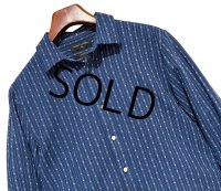 ビンテージ【BANANA REPUBLIC】バナナリパブリック【紺×白】ストライプ【リネンシャツ】【サイズS】 