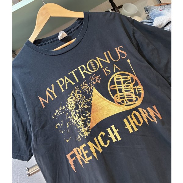 画像1: ビンテージ【port and company】ポート&カンパニー【黒】【MY PATRONUS~】黒【Tシャツ】【サイズL】 