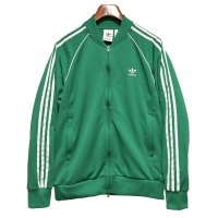 【ビンテージ】【アディダス】adidas【緑×白ライン】ジャージ【トラックジャケット】【トラックジャージ】【サイズL】 