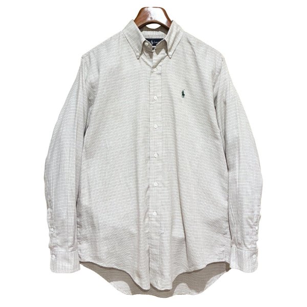 画像1: ビンテージ【ラルフローレン】POLO ralph lauren  ベージュｘ赤ｘ水色 チェック ボタンダウン【コットンシャツ】【サイズＭ】 