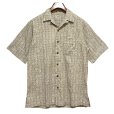 画像1: ビンテージ【L.L.Bean】ライトブラウン 民族調総柄プリント 【オープンカラー半袖シャツ】【サイズM程度】<br> (1)