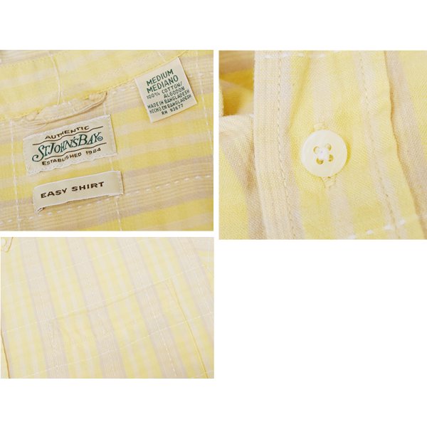 画像2: ビンテージ【St.John's Bay】セントジョンズベイ【EASY SHIRT】【黄色】チェック【ボタンダウンシャツ】半袖シャツ【サイズM】 