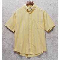 ビンテージ【St.John's Bay】セントジョンズベイ【EASY SHIRT】【黄色】チェック【ボタンダウンシャツ】半袖シャツ【サイズM】 