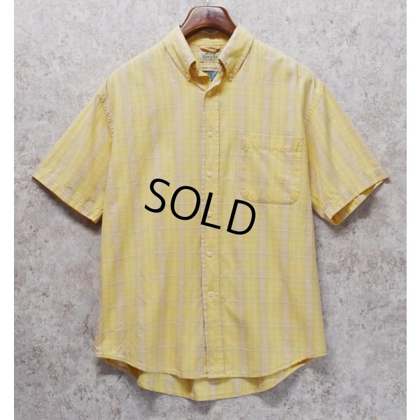 画像1: ビンテージ【St.John's Bay】セントジョンズベイ【EASY SHIRT】【黄色】チェック【ボタンダウンシャツ】半袖シャツ【サイズM】 