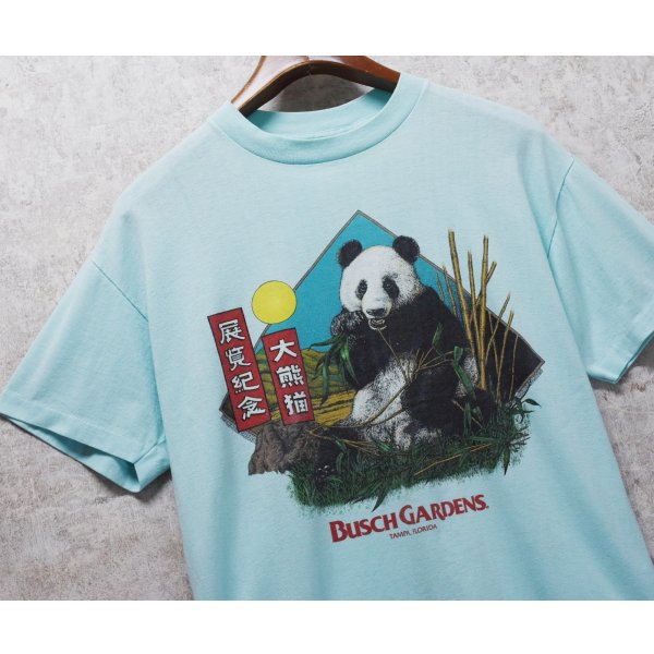 画像1: ~90's【USA製】 ビンテージ Tee Jays【BUSCH GARDENS】 ブッシュ・ガーデンズ【ターコイズ】パンダ【 Tシャツ】イラスト【サイズL】 