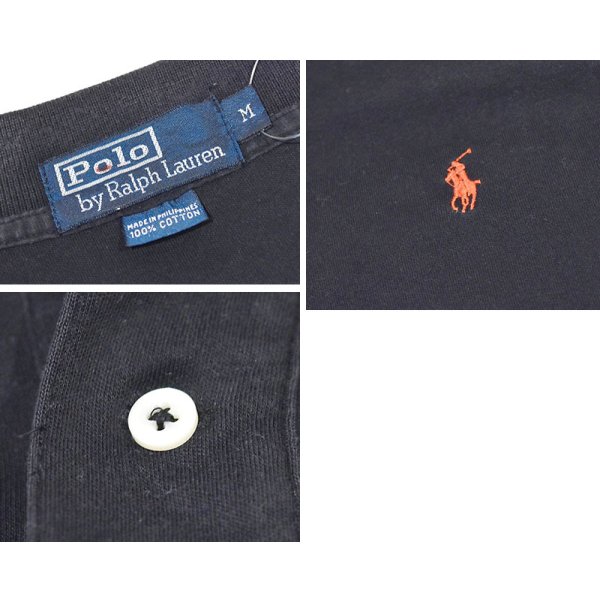 画像2: 【ビンテージ】【オールドラルフローレン】POLO RALPH LAUREN 【黒】無地 コットン【ポロシャツ】【サイズM】  