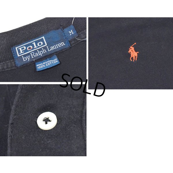 画像2: 【ビンテージ】【オールドラルフローレン】POLO RALPH LAUREN 【黒】無地 コットン【ポロシャツ】【サイズM】  